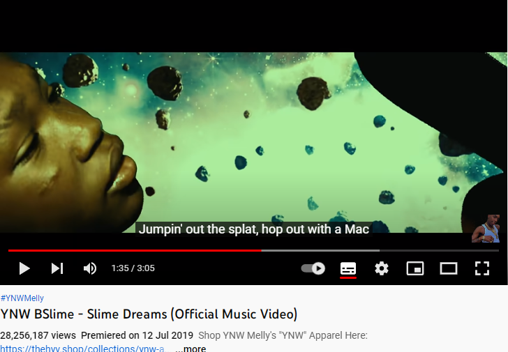 Screenshot of YNW BSlime's music video Slime Dreams